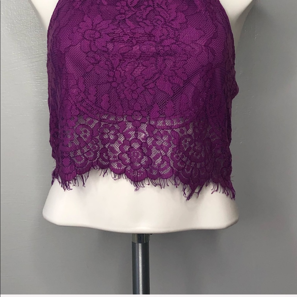 LA Hearts purple lace boho halter crop top M - Picture 5 of 7